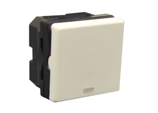 15A-250V Single-Pole, Three-Way Modular Switch with Indicator Light, Ivory