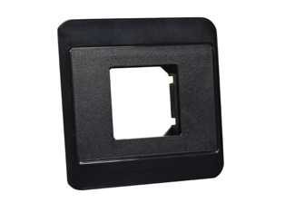 EUROPEAN WALL PLATE / MOUNTING FRAME, (86mmX86mm) SIZE, 60mm MOUNTING CENTERS, ACCEPTS ONE (36mmX36mm) SIZE MODULAR DEVICE. BLACK. 

<BR> <font color="yellow">Notes.</font>

<BR> <font color="yellow">*</font> Mounts on European, British, International wall boxes with 60mm (60.3mm) centers.
<BR> <font color="yellow">*</font> Accepts European / International / Universal (36mmX36mm) modular size outlets, switches, circuit breakers.

<br><font color="yellow">*</font> Flush mount on # 72350X35D, 72350X47D, 72350-F, 77190 wall boxes. Surface mount on 72360, 72360-RED wall boxes. 
<br><font color="yellow">*</font> Weatherproof covers available, IP55 rated # 74790-A, # 74790.
<BR><font color="yellow">*</font> Weatherproof enclosures available # 74790-B1, (IP66 rated). Cover closes over (down angle) type plugs (Not all plug variations).
<BR><font color="yellow">*</font> Not for use with # 74901-SCH


 
<br><font color="yellow">*</font> Scroll down to view wall plates, outlets, GCFI /RCD sockets, power strips, plug adapters in related products.