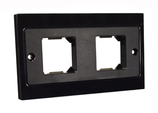 Double Wall Plate and Mounting Frame, European Box Mount, Black