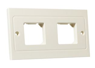 Double Wall Plate and Mounting Frame, European Box Mount, Ivory