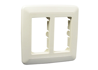 Duplex (x2) Wall Plate and Mounting Frame, Ivory