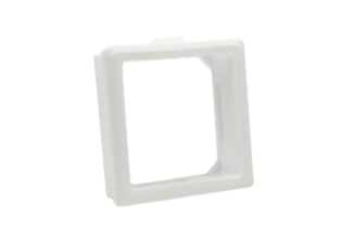 SNAP-IN PANEL MOUNT FRAME. WHITE.

<br><font color="yellow">Notes: </font> 
<br><font color="yellow">*</font> Frame Accepts Modular (36mmX36mm Size) type outlets, circuit breakers, switches.
<br><font color="yellow">*</font> Available in Black, View # 74930.


