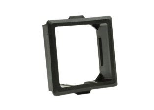 SNAP-IN PANEL MOUNT FRAME. BLACK. 

<br><font color="yellow">Notes: </font> 
<br><font color="yellow">*</font> Frame accepts modular (36mmX36mm size) #74901, 74901-SCH, 74900-BLK, 74900, 74900-USB type outlets, circuit breakers, switches.
