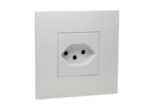 SWISS 10 AMPERE-250 VOLT SEV 1011 (SW1-10R) OUTLET, PANEL OR WALL BOX MOUNT, SCREW LESS TERMINALS, 2 POLE-3 WIRE GROUNDING. WHITE.

<br><font color="yellow">Notes: </font> 
<br><font color="yellow">*</font> Mounts on European wall boxes with 60mm (60.3mm) centers.
<br><font color="yellow">*</font> For surface mount applications use wall box #79260X45-N. 
<br><font color="yellow">*</font> For flush mount applications use wall boxes listed below under "related products".