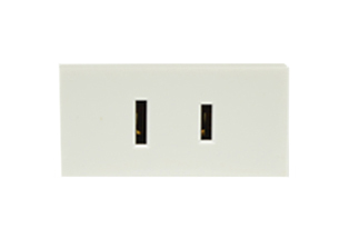 NEMA 1-15R, AMERICAN, ASIA, CHINA, THAILAND, S. AMERICA, SAUDI ARABIA, 15 AMPERE-127 VOLT MODULAR OUTLET, 22.5mmX45mm SIZE, SHUTTERED CONTACTS, IP20 RATED, 2 POLE-2 WIRE (2P), NON-GROUNDING. WHITE. 

<br><font color="yellow">Notes: </font> 
<br><font color="yellow">*</font> Accepts polarized and non-polarized NEMA 1-15P plugs.
<br><font color="yellow">*</font> Mounts on American 2X4 wall boxes, requires frame # 79170X45-N & # 79140X45-N wall plate (White, SS). 
<br> <font color="yellow">*</font> Mounts on American 4X4 wall boxes, requires frame # 79210X45-N & # 79215X45-N wall plate (White) & blank 79590X45.
<br><font color="yellow">*</font> Mounts on European wall boxes (60mm on center), requires frame # 79250X45-N & wall plate # 79266X45-N.
<br><font color="yellow">*</font> Surface mount insulated wall boxes # 680601X45 series. Surface mount Metal wall boxes # 79240X45 series.
<br><font color="yellow">*</font> Surface mount weatherproof, IP66 rated. Requires frame # 730091X45 & # 74790X45 wall box.
<br><font color="yellow">*</font> Panel mount frames # 79110X45, # 79110X45-ALU. <a href="https://www.internationalconfig.com/catalog_pages/pg94.pdf" style="text-decoration: none" target="_blank"> Panel Mount Instruction Guide</a>
<br><font color="yellow">*</font> Complete range of modular devices and mounting component options. <a href="https://www.internationalconfig.com/modular_electrical_devices.asp" style="text-decoration: none">Modular Devices Link</a>
 <br><font color="yellow">*</font> Wall plates, boxes, outlets, switches, modular GFCI/RCD and circuit breakers are listed below. Scroll down to view.