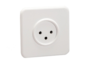 ISRAELI OUTLET, TYPE H, 16A-250V, (IS1-16R), 86mmX86mmm SIZE, 2 POLE-3 WIRE GROUNDING (2P+E), PANEL OR WALL BOX MOUNT. WHITE. 
<BR> <font color="yellow"> Notes:</font>
<br><font color="yellow">*</font> Mounts on European wall boxes with 60mm (60.3mm) centers.
<BR><font color="yellow">*</font> Weatherproof cover available # 74790-A (IP55 rated), Cover accepts & closes over down angle plugs (Not all plug variations).  
<BR><font color="yellow">*</font> Weatherproof enclosure available # 74790-B1 (IP66 rated), Cover closes & locks over down angle plugs (Not all plug variations). 
<BR><font color="yellow">*</font> European wall boxes. Use # 72350X47D, # 72350X35D, # 72350-F, # 72360, # 72360-RED series.
<BR> <font color="yellow">*</font> Related plugs, power cords, adapters listed below. Scroll down to view.
