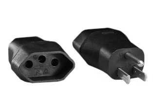 BRAZIL, S. AFRICA PLUG ADAPTER, 16 AMPERE-250 VOLT, CONNECTS BRAZIL 10A / 20A NBR 14136 PLUGS AND S. AFRICA SABS 164-2 16A-250V <font color="yellow"> TYPE N</font> PLUGS with <font color="yellow"> NEMA 5-15R (15A-125V) & NEMA 5-20R (20A-125V)</font> outlets. BLACK. 

<br><font color="yellow">Notes: </font>
<br><font color="yellow">*</font><font color="yellow">*</font> Scroll down to view related product groups including similar adapters or select from Adapter Links and Transformer Links.
<br><font color="yellow">*</font> Adapter Links:  
<font color="yellow">-</font> <a href="https://www.internationalconfig.com/plug_adapt.asp" style="text-decoration: none">Country Specific Adapters</a> <font color="yellow">-</font> <a href="https://www.internationalconfig.com/universal_plug_adapters_multi_configuration_electrical_adapters.asp" style="text-decoration: none">Universal Adapters</a> <font color="yellow">-</font> <a href="https://www.internationalconfig.com/icc5.asp?productgroup=%27Plug%20Adapters%2C%20International%27" style="text-decoration: none">Entire List of Adapters</a> <font color="yellow">-</font> <a href="https://www.internationalconfig.com/Electrical_Adapters_C13_C14_C19_C20_C15_C7_C5_C21_60309_and_Electrical_Adapter_Power_Cords.asp" style="text-decoration: none">IEC 60320 Adapters</a> <font color="yellow">-</font><BR> <a href="https://www.internationalconfig.com/icc6.asp?item=IEC60320-Power-Cord-Splitters" style="text-decoration: none">IEC 60320 Splitter Adapters </a> <font color="yellow">-</font> <a href="https://www.internationalconfig.com/icc6.asp?item=IEC60320-Power-Cord-Splitters" style="text-decoration: none">NEMA Splitter Adapters </a> <font color="yellow">-</font> <a href="https://www.internationalconfig.com/icc6.asp?item=888-2126-ADPU" style="text-decoration: none">IEC 60309 Adapters</a> <font color="yellow">-</font> <a href="https://www.internationalconfig.com/cordhelp.asp" style="text-decoration: none">Worldwide and IEC Power Cord Selector</a>.
<br><font color="yellow">*</font> Transformer Links: <font color="yellow">-</font> <a href="https://www.internationalconfig.com/icc6.asp?item=Transformers" style="text-decoration: none">Step-Up, Step-Down Transformers & Voltage Converters </a>.