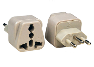 UNIVERSAL BRAZIL, SOUTH AFRICA 10 AMPERE-250 VOLT TYPE N PLUG ADAPTER. CONNECTS EUROPEAN, BRITISH, UK, AUSTRALIA, NEMA, S. AFRICA WORLDWIDE / INTERNATIONAL PLUGS WITH BRAZIL NBR 14136 10A-250V (BR2-10R), 20A-250V (BR3-20R) & SOUTH AFRICA SANS 164-2 16A-250V <font color="yellow"> TYPE N</font> POWER OUTLETS, 2 POLE-3 WIRE GROUNDING (2P+E). IVORY. 

<br><font color="yellow">Notes: </font>
<br><font color="yellow">*</font> Adapter #85305-BR2 - Maximum in use electrical rating 10 Ampere 250 Volt. 
<br><font color="yellow">*</font> Adapter plug connects with South Africa SANS 164-2 type N 15/16A-250V outlets and Brazil NBR 14136 type N 10A/20A-250V outlets only.
<br><font color="yellow">*</font> Add-on adapter #74900-SGA required for "Grounding / Earth" connection when #85305-BR2 is used with European, German, French "Schuko" CEE 7/7 & CEE 7/4 plugs.
<br><font color="yellow">*</font> Optional plug adapter with integral "Grounding / Earth" connection is #85305-GB listed below in related products. Scroll down to view.
