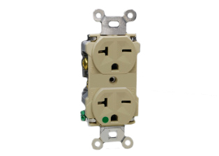 20 AMPERE-250 VOLT HOSPITAL GRADE DUPLEX RECEPTACLE, (NEMA 6-20R / NEMA 6-15R) OUTLET, 2 POLE-3 WIRE GROUNDING (2P+E), IMPACT RESISTANT NYLON BODY. UL/CSA LISTED, IVORY. 
view.

<br><font color="yellow">Notes: </font> 
<br><font color="yellow">*</font> Outlet accepts NEMA 6-20P (20A-250V) plugs & NEMA 6-15P (15A-250V) plugs.
<br><font color="yellow">*</font> Plugs, connectors, receptacles, power cords, wall plates, weatherproof covers are listed below in related products. Scroll down to view.