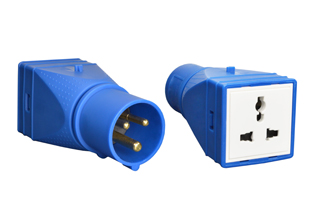 IEC 60309 (6h) CEE 17 UNIVERSAL 13 AMPERE-250 VOLT, MULTI-CONFIGURATION PLUG ADAPTER, 2 POLE-3 WIRE GROUNDING (2P+E). BLUE COLOR.

<br><font color="yellow">Notes: </font>

<br><font color="yellow">*</font> # 888-2126-UV mates IEC 60309 (6h) (16A-250V) power inlets with Universal, Multi-configuration British (BS 1363), European, International, American (NEMA) Plugs. View Dimensional data for details.

<br><font color="yellow">Notes: </font> 
<br><font color="yellow">*</font> Adapter # 888-2126-ADP mates IEC 60309 (6h) (16A-250V) power inlets with European "SCHUKO" CEE 7/4, CEE 7/7 type E, F, plugs. 


 
