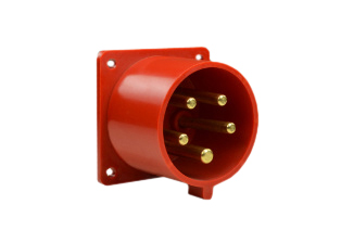 IEC 60309 (6h) PIN & SLEEVE 3 PHASE PANEL MOUNT INLET, 20 AMPERE-200/415 VOLT C(UL)US, 16 AMPERE-220/380 - 240/415 VOLT OVE, SPLASHPROOF (IP44) UNIVERSAL APPROVED, 4 POLE-5 WIRE GROUNDING (3P+N+E), NYLON (POLYAMIDE BODY), OPERATING TEMP. = -25C TO +80C, 56mmX56mm C TO C MOUNTING. RED. APPROVALS: C(UL)US, OVE. CERTIFICATIONS: REACH, RoHS, CE. 

<br><font color="yellow">Notes: </font> 
<br><font color="yellow">*</font> Scroll down to view related pin & sleeve devices or download IEC 60309 Pin & Sleeve Brochure.