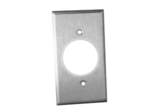 RECEPTACLE WALL PLATE, (TYPE 302) STAINLESS STEEL.

<br><font color="yellow">Notes: </font> 
<br><font color="yellow">*</font> Mounts on American 2x4 flush or surface wall boxes.