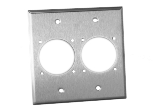 WEATHER RESISTANT STAINLESS STEEL TWO GANG WALL PLATE (GASKETED). 
  
<br><font color="yellow">Notes: </font> 
<br><font color="yellow">*</font> Mounts two panel mount outlets on American 4x4 wall boxes.
<br><font color="yellow">*</font> American, European, United Kingdom, Australian and Worldwide / International weatherproof IP44, IP54, IP66, IP68 outlets, sockets, receptacles listed below in related products. Scroll down to view.
