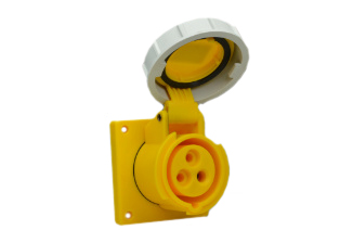 IEC 60309 (4h) PIN & SLEEVE PANEL MOUNT RECEPTACLE OUTLET, 32 AMPERE 110-130 VOLT, 50/60 HZ, WATERTIGHT (IP67), 2 POLE-3 WIRE GROUNDING (2P+E), CEE 17, IEC 309, NYLON (POLYAMIDE BODY), OPERATING TEMP. = -25C TO +80C. 60mmX60mm C TO C MOUNTING. YELLOW. OVE APPROVED.

<br><font color="yellow">Notes: </font> 
<br><font color="yellow">*</font> 999-13023-NS has internal wiring polarity orientation designed for use in countries outside of North America and therefore is only European approved. If point of use for this product is within North America use our 888 series pin and sleeve devices which meet approvals and polarity requirements for North America. <a href="https://internationalconfig.com/icc6.asp?item=888-13023-NS" style="text-decoration: none">888 Series Link</a>
<br><font color="yellow">*</font> Scroll down to view additional yellow IEC 60309 (4h) devices listed below in the related products or <BR>download the IEC 60309 Pin & Sleeve Brochure to view pin and sleeve devices.