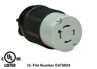 20 AMPERE-125/250 VOLT (NEMA L14-20R) LOCKING CONNECTOR, SPECIFICATION GRADE, IMPACT RESISTANT NYLON BODY, CABLE DUST / MOISTURE SHIELD (IP20), 3 POLE-4 WIRE GROUNDING (3P+E). BLACK / GRAY. 

<br><font color="yellow">Notes: </font> 
<br><font color="yellow">*</font> Terminals accept 14/3, 12/3, 10/3 AWG size conductors.
<br><font color="yellow">*</font> Strain relief (cord grip range) = 0.375-1.156" dia.
<br><font color="yellow">*</font> Temp. range = -40�C to +75�C.
<br><font color="yellow">*</font> Power cords, plugs, connectors, outlets, inlets, receptacles, adapters are listed below in related products. Scroll down to view.
 