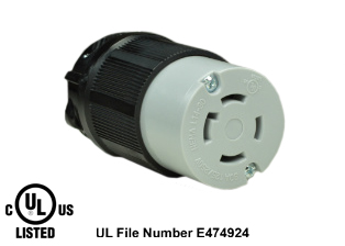 30A 125/250V 4-Wire Black/White P & S L1430C Turnlok Connector L14-30R 