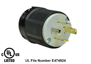 30 AMPERE-125/250 VOLT NEMA L14-30P LOCKING PLUG, SPECIFICATION GRADE, IMPACT RESISTANT NYLON BODY, CABLE DUST / MOISTURE SHIELD (IP20), 3 POLE-4 WIRE GROUNDING (3P+E). BLACK / GRAY. 

<br><font color="yellow">Notes: </font> 
<br><font color="yellow">*</font> Terminals accept 14/3, 12/3, 10/3 AWG size conductors.
<br><font color="yellow">*</font> Strain relief (cord grip range) = 0.375-1.156" dia.
<br><font color="yellow">*</font> Temp. range = -40�C to +75�C.
<br><font color="yellow">*</font> Power cords, plugs, connectors, outlets, inlets, receptacles, adapters are listed below in related products. Scroll down to view.
 