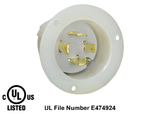 30 AMPERE-250 VOLT, 3 PHASE (X,Y,Z,+G) (NEMA L15-30P) LOCKING FLANGED PANEL MOUNT POWER INLET, 3 POLE-4 WIRE GROUNDING (3P+E), IMPACT RESISTANT NYLON BODY, SPECIFICATION GRADE. WHITE. 

<br><font color="yellow">Notes: </font>
<br><font color="yellow">*</font> Weatherproof / dust proof applications use #5202-WC cover or #79485 cover.
<br><font color="yellow">*</font> Terminals accept 14AWG-8AWG. Max torque = 12 in. lbs. Temp. range = -40�C to +75�C.
 <br><font color="yellow">**</font> NEMA Panel Mount Inlets with same mounting design listed below.
<BR>**NEMA L1420 Locking Inlet Part #L1420-FI, (20A-125/250V). Accepts L1420-C Connectors.
<BR>**NEMA L1430 Locking Inlet Part #L1430-FI, (30A-125/250V). Accepts L1430-C Connectors.
<BR>**NEMA L1520 Locking Inlet Part #L1520-FI, (20A-250V, 3 Phase). Accepts L1520-C Connectors.
<BR>**NEMA L1530 Locking Inlet Part #L1530-FI, (30A-250V, 3 Phase). Accepts L1530-C Connectors.
<BR>**NEMA L1620 Locking Inlet Part #L1620-FI, (20A-480V, 3 Phase). Accepts L1620-C Connectors.
<BR>**NEMA L1630 Locking Inlet Part #L1630-FI, (30A-480V, 3 Phase). Accepts L1630-C Connectors.

<br><font color="yellow">View:</font> Mating power connector # <a href="https://internationalconfig.com/icc6.asp?item=L1530-C" style="text-decoration: none">L1530-C</a>.

<br><font color="yellow">View:</font> High Power NEMA Locking 20A- 30A (4Pole / 5 Pole) Inlets & Outlets. <a href="https://www.internationalconfig.com/catalog_pages/flanged_inlets_flanged_outlets_guide.pdf" style="text-decoration: none">NEMA Flanged Outlets 
 & Inlets Guide</a> 
<br><font color="yellow">*</font> Plugs, power cords, outlets, connectors, inlets are listed below in related products. Scroll down to view.