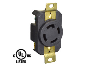 30 AMPERE-250 VOLT, 3 PHASE (X,Y,Z,+G) NEMA L15-30R LOCKING RECEPTACLE, 3 POLE-4 WIRE GROUNDING (3P+E), IMPACT RESISTANT. BLACK.

<br><font color="yellow">Notes: </font> 
<br><font color="yellow">*</font> Accepts 14/3, 12/3, 10/3 AWG conductors.
<br><font color="yellow">*</font> Temp. range = -40C to +75C.
<br><font color="yellow">*</font> Power cords, plugs, connectors, outlets, inlets, receptacles, adapters are listed below in related products. Scroll down to view.
