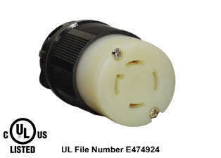 30 AMPERE-480 VOLT, 3 PHASE (X,Y,Z,+G) (NEMA L16-30R) LOCKING CONNECTOR, SPECIFICATION GRADE, IMPACT RESISTANT NYLON BODY, CABLE DUST / MOISTURE SHIELD (IP20), 3 POLE-4 WIRE GROUNDING (3P+E). BLACK / WHITE. 

<br><font color="yellow">Notes: </font> 
<br><font color="yellow">*</font> Terminals accept 14/3, 12/3, 10/3 AWG size conductors.
<br><font color="yellow">*</font> Strain relief (cord grip range) = 0.375-1.156" dia.
<br><font color="yellow">*</font> Temp. range = -40�C to +75�C.
<br><font color="yellow">*</font> Power cords, plugs, connectors, outlets, inlets, receptacles, adapters are listed below in related products. Scroll down to view.
