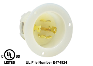 30 AMPERE-120/208 VOLT AC, 3 PHASE Y, (X, Y, Z, W, GR.), NEMA L21-30P LOCKING FLANGED INLET, IMPACT RESISTANT NYLON BODY, SPECIFICATION GRADE, 4 POLE-5 WIRE GROUNDING (4P+E), WHITE.   

<br><font color="yellow">Notes: </font> 
<br><font color="yellow">*</font> For weatherproof / dustproof panel mount applications use #5202-WC inlet cover.
<br><font color="yellow">*</font> Terminals accept 14AWG-8AWG. Max torque = 12 in. lbs.
<br><font color="yellow">*</font> Temp. range = -40�C to +75�C.
<br><font color="yellow">*</font> NEMA 15A, 20A, 30A (125V, 250V), IEC 60309 (20A, 30A, 60A, 125A) & European, Australian power inlets are listed below in related products. Scroll down to view.