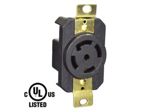 30 AMPERE-120/208 VOLT AC, 3 PHASE Y, (X, Y, Z, W, GR.), NEMA L21-30R LOCKING OUTLET, IMPACT RESISTANT, 4 POLE-5 WIRE GROUNDING (4P+E), BLACK. 

<br><font color="yellow">Notes: </font> 
<br><font color="yellow">*</font> Terminals accept 14AWG-8AWG. Max torque = 12 in. lbs.
<br><font color="yellow">*</font> Temp. range = -40C to +75C.