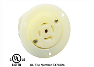 20 AMPERE-277/480 VOLT AC, 3 PHASE Y, (X, Y, Z, W, GR.), NEMA L22-20FO LOCKING FLANGED OUTLET, IMPACT RESISTANT NYLON BODY, SPECIFICATION GRADE, 4 POLE-5 WIRE GROUNDING (4P+E), WHITE.

<br><font color="yellow">Notes: </font> 
<br><font color="yellow">*</font> Temp. range = -40C to +75C.
<br><font color="yellow">*</font> NEMA locking 15A, 20A, 30A (125V, 250V), IEC 60309 (20A, 30A, 60A, 125A) power outlets are listed below in related products. Scroll down to view.
