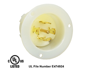 30 AMPERE-277/480 VOLT AC, 3 PHASE Y, (X, Y, Z, W, GR.), NEMA L22-30P LOCKING FLANGED INLET, IMPACT RESISTANT NYLON BODY, SPECIFICATION GRADE, 4 POLE-5 WIRE GROUNDING (4P+E), WHITE.   

<br><font color="yellow">Notes: </font> 
<br><font color="yellow">*</font> For weatherproof / dustproof panel mount applications use #5202-WC inlet cover.
<br><font color="yellow">*</font> Terminals accept 14AWG-8AWG. Max torque = 12 in. lbs.
<br><font color="yellow">*</font> Temp. range = -40C to +75C.
<br><font color="yellow">*</font> NEMA 15A, 20A, 30A (125V, 250V), IEC 60309 (20A, 30A, 60A, 125A) & European, Australian power inlets are listed below in related products. Scroll down to view.