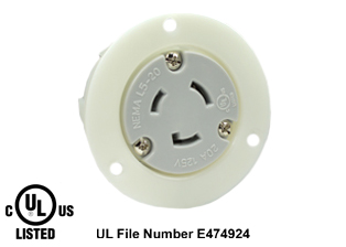 20 AMPERE-125 VOLT (NEMA L5-20R) FLANGED PANEL MOUNT POWER OUTLET, IMPACT RESISTANT NYLON BODY, 2 POLE-3 WIRE GROUNDING (2P+E), SPECIFICATION GRADE. WHITE. 

<br><font color="yellow">Notes: </font> 
<br><font color="yellow">*</font> For weatherproof / dust proof applications use #5203-WSC cover or #79485 cover.
 <br><font color="yellow">**</font> NEMA Flanged Panel Mount Outlets with same mounting pattern listed below.
<BR>**NEMA L5-20R Locking Outlet #L520-FO (20A-125V). Accepts NEMA L5-20P Locking plugs.
<BR>**NEMA L5-30R Locking Outlet #L530-FO (30A-125V). Accepts NEMA L5-30P Locking plugs.
<BR>**NEMA L6-20R Locking Outlet #L620-FO (20A-250V). Accepts NEMA L6-20P Locking plugs.
<BR>**NEMA L6-30R Locking Outlet #L630-FO (30A-250V). Accepts NEMA L6-30P Locking plugs.
 <br><font color="yellow">*</font> Terminals accept 14AWG-8AWG. Max torque = 12 in. lbs. Temp. range = -40�C to +75�C.

<br><font color="yellow">View:</font> Optional panel mount design # <a href="https://internationalconfig.com/icc6.asp?item=L520-R" style="text-decoration: none">L520-R</a>.

<br><font color="yellow">View:</font> High Power NEMA Locking 20A, 30A Power Outlets. <a href="https://www.internationalconfig.com/catalog_pages/flanged_inlets_flanged_outlets_guide.pdf" style="text-decoration: none">NEMA Flanged Outlets 
 & Inlets Guide</a> 
<br><font color="yellow">*</font> Plugs, power cords, outlets, connectors, inlets are listed below in related products. Scroll down to view.