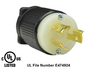 15 AMPERE-250 VOLT NEMA L6-15P LOCKING PLUG, IMPACT RESISTANT NYLON BODY, 2 POLE-3 WIRE GROUNDING (2P+E), SPECIFICATION GRADE. BLACK / WHITE. 

<br><font color="yellow">Notes: </font> 
<br><font color="yellow">*</font> Terminals accept 18/3, 16/3, 14/3, 12/3 AWG size conductors.
<br><font color="yellow">*</font> Strain relief (cord grip range) = 0.300-0.650" dia.
<br><font color="yellow">*</font> Temp. range = -40�C to +75�C.
<br><font color="yellow">*</font> For 15A, 20A, 30A, 125V, 250V rated NEMA locking devices = View Associated Products Chart #1.
<br><font color="yellow">*</font> Plugs, receptacles, outlets, power strips, connectors, inlets, power cords, weatherproof outlets, plug adapters are listed below in related products. Scroll down to view.
 