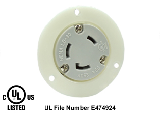 30 AMPERE-250 VOLT NEMA L6-30R FLANGED PANEL MOUNT POWER OUTLET, IMPACT RESISTANT NYLON BODY, 2 POLE-3 WIRE GROUNDING (2P+E), SPECIFICATION GRADE. WHITE. 

<br><font color="yellow">Notes: </font> 
<br><font color="yellow">*</font> For weatherproof / dust proof applications use #5203-WSC cover or #79485 cover.
 <br><font color="yellow">**</font> NEMA Flanged Panel Mount Outlets with same mounting pattern listed below.
<BR>**NEMA L5-20R Locking Outlet #L520-FO (20A-125V). Accepts NEMA L5-20P Locking plugs.
<BR>**NEMA L5-30R Locking Outlet #L530-FO (30A-125V). Accepts NEMA L5-30P Locking plugs.
<BR>**NEMA L6-20R Locking Outlet #L620-FO (20A-250V). Accepts NEMA L6-20P Locking plugs.
<BR>**NEMA L6-30R Locking Outlet #L630-FO (30A-250V). Accepts NEMA L6-30P Locking plugs.
 <br><font color="yellow">*</font> Terminals accept 14AWG-8AWG. Max torque = 12 in. lbs. Temp. range = -40�C to +75�C.

<br><font color="yellow">View:</font> Optional panel mount design # <a href="https://internationalconfig.com/icc6.asp?item=L630-R" style="text-decoration: none">L630-R</a>.

<br><font color="yellow">View:</font> High Power NEMA Locking 20A, 30A Power Outlets. <a href="https://www.internationalconfig.com/catalog_pages/flanged_inlets_flanged_outlets_guide.pdf" style="text-decoration: none">NEMA Flanged Outlets 
 & Inlets Guide</a> 
<br><font color="yellow">*</font> Plugs, power cords, outlets, connectors, inlets are listed below in related products. Scroll down to view.