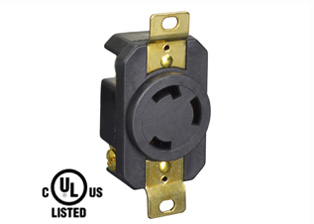 30 AMPERE-250 VOLT (NEMA L6-30R) LOCKING OUTLET (2P+E), BACK OR SIDE WIRED, 2 POLE-3 WIRE (2P+E) GROUNDING. BLACK. 
<br><font color="yellow">Approvals= cULus (USA & Canada), PSE (Japan)</font>